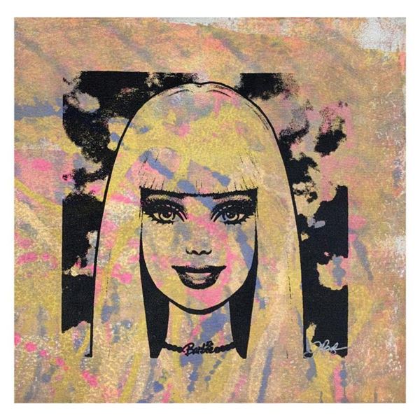 Gail Rodgers, "Barbie" Hand Signed Original Hand Pulled Silkscreen Mixed Media on Canvas with Letter