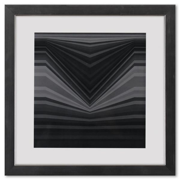 Victor Vasarely (1908-1997), "Berc de la serie Vonal" Framed 1971 Heliogravure Print with Letter of 