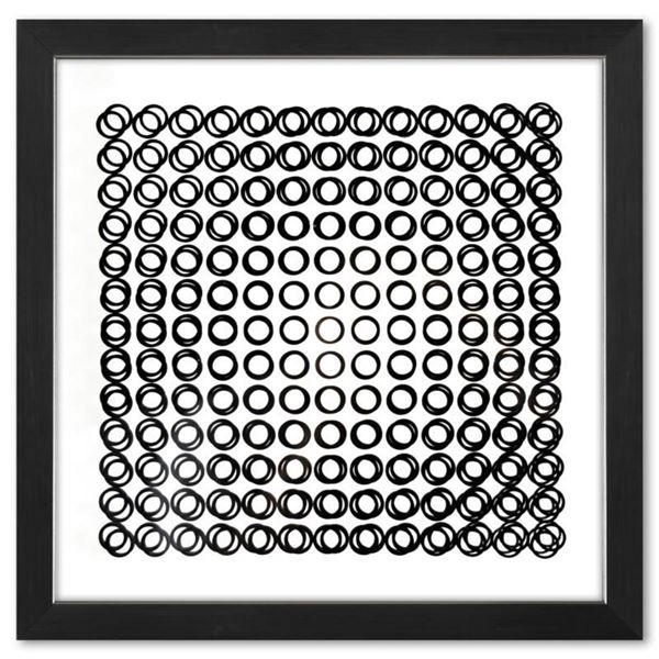 Victor Vasarely (1908-1997), "Trois Dimensions Optique de la série Cinetiques" Framed 1973 Dimension