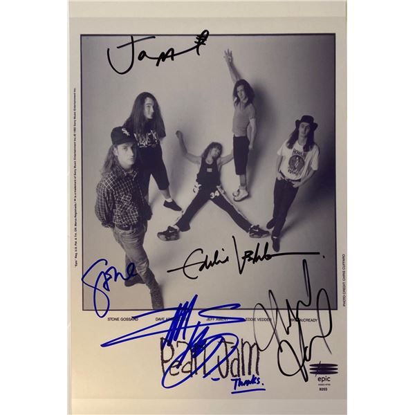 Autograph Signed Pearl Jam Photo