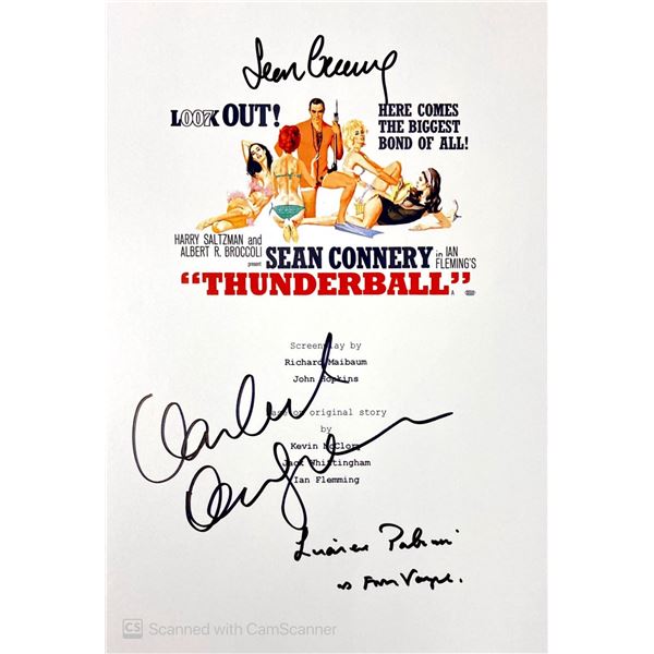 Autograph Signed Script Cover James Bond Thunderball