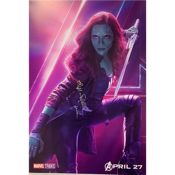 Zoe Saldana Autographed Avengers Poster