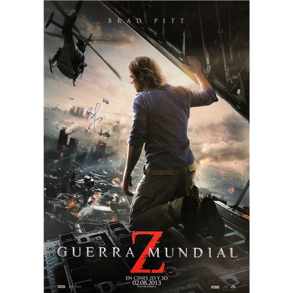 Brad Pitt Autographed World War Z Poster