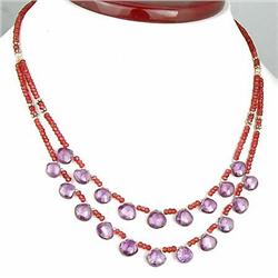 179ct. AAA Top Quality Natural Garnet & Amethyst Briolette Necklace 18 RETAIL $5500 (JEW-1150)