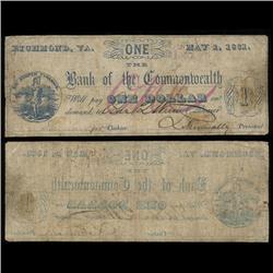 1861 Rare $1 Virginia Pre-Confederate Note (COI-4113)