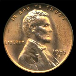 1955S Lincoln Cent Coin GEM Graded MS68 RED (COI-4167)