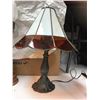 Image 6 : Art Nouveau Lamp with Stained Glass Shade, Oil Lamp, Coat Hanger, Wood Bowl, Copper Colour Candles H