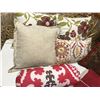Image 4 : Large Assortment of Decorative Throw Pillows, Rest Blanket, Ottoman, Decorative Wine Holder