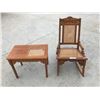 Image 1 : Antique Cane Chair & Side Table (Chair Back has a tear)
