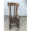 Image 5 : Wood High Chair (Swivels) & Antique Rocking Chair (1 Slat is missing)