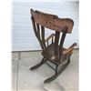 Image 7 : Wood High Chair (Swivels) & Antique Rocking Chair (1 Slat is missing)
