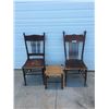 Image 1 : 2 Antique Wood Chairs & Stool (1 Chair Requires Repair)