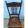 Image 3 : 2 Antique Wood Chairs & Stool (1 Chair Requires Repair)