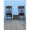 Image 4 : 2 Antique Wood Chairs & Stool (1 Chair Requires Repair)