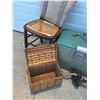 Image 3 : Mid Century Modern Canned Chair, Meat Grinder, Meat Cutter, Basket, & Vintage Cooler