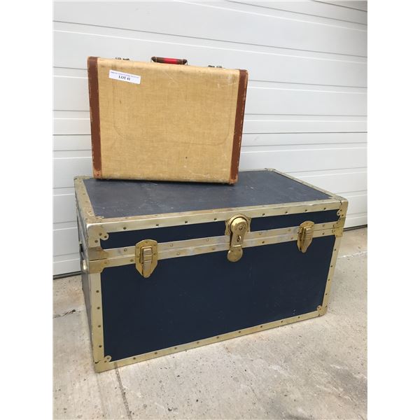Antique Cedar Trunk (Navy Colour) and Suitcase