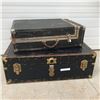 Image 1 : Black Trunk & Antique Suitcase