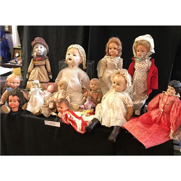 Large Variety of Dolls including Porcelain, 1 Doll Stand & Additional Clothes