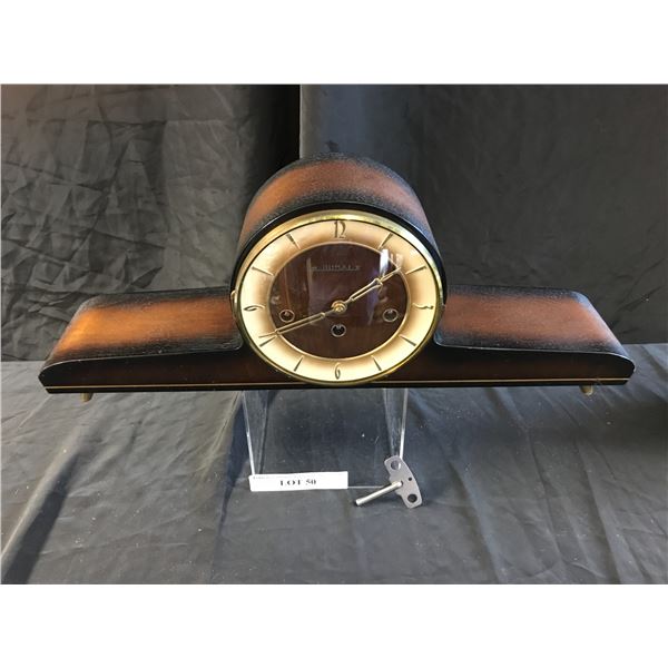 Dumai Wood Mantle Clock w beautiful Chime (Tested)