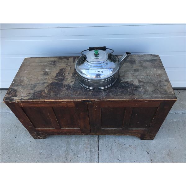 Vintage Wood Cupboard & Tea Kettle