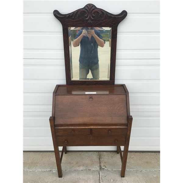 Beautiful Wood Writing Desk w Mirror