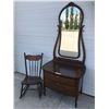 Image 1 : 2 Drawer Vanity Mirror/Table & Antique Rocking Chair (Oak)