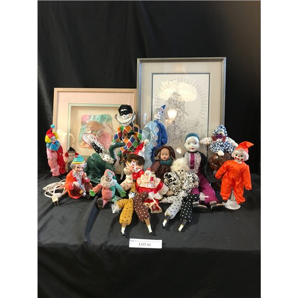 Vintage Clowns & Doll Collection, Donkey Figurine, Beverly G. Lucas Picture, Decorative Wall Art