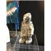 Image 4 : 2 Bronze Knight Statues , 2 Synthetic Alabaster Inuit Carvings, Baby Moccasins, Porcelain Baby Dolls