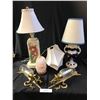 Image 1 : Beautiful Brass & Glass Angel Scone Candle Holders, Salt Lamp, 2 Lamps & White Vase