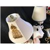 Image 8 : Beautiful Brass & Glass Angel Scone Candle Holders, Salt Lamp, 2 Lamps & White Vase
