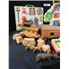 Image 3 : 6 Fisher Price Activity Centre (1 not shown), 2 Wood Toy Trains (1 Petro Canada), Wood Zebra, Giraff
