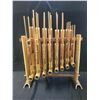 Image 4 : Indonesian Bamboo Angklung Bali Musical Instrument & 3 Hexagonal Framed Floral Prints