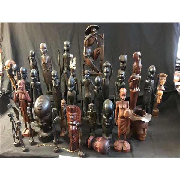 Huge Asst of African hand Carved Wood Statues