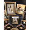 Image 2 : Large Selection of Shell Pictures (2 w Bubble Glass), Framed Porcelain Medallions & Vintage Carved W