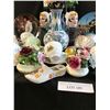 Image 2 : Lg Selection of Teacups/Saucers, Asst Plates, Crystal Door Knobs, 2 Porcelain Rose Baskets (1 damage