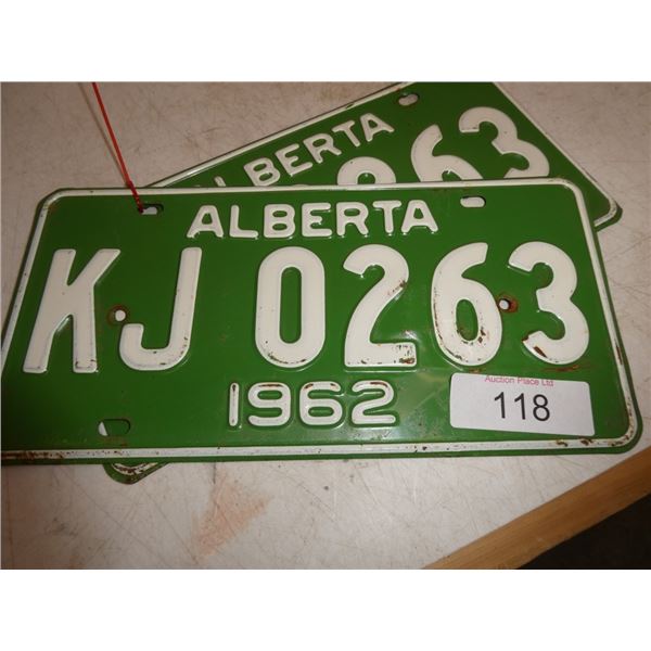 Pair of 1962 Alberta licence plates
