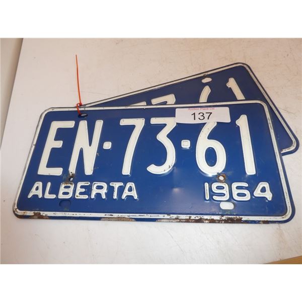 pair of 1964 Alberta licence plates
