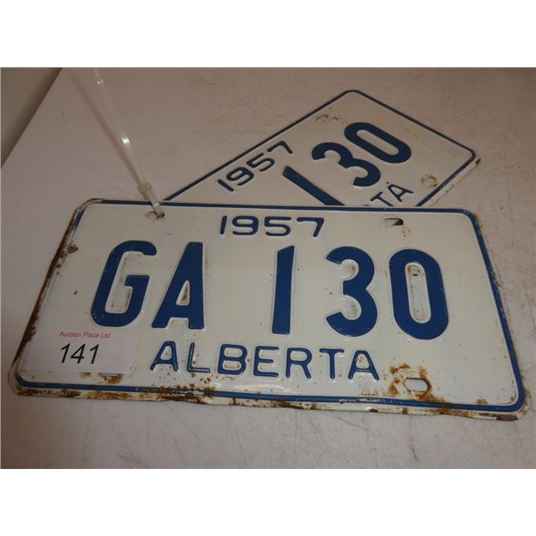 pair of 1957 Alberta licence plates