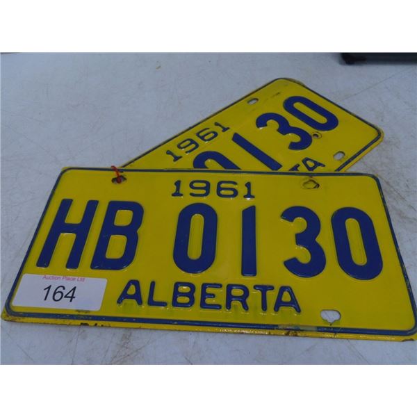 Pair Vintage 1961 Alberta License Plates