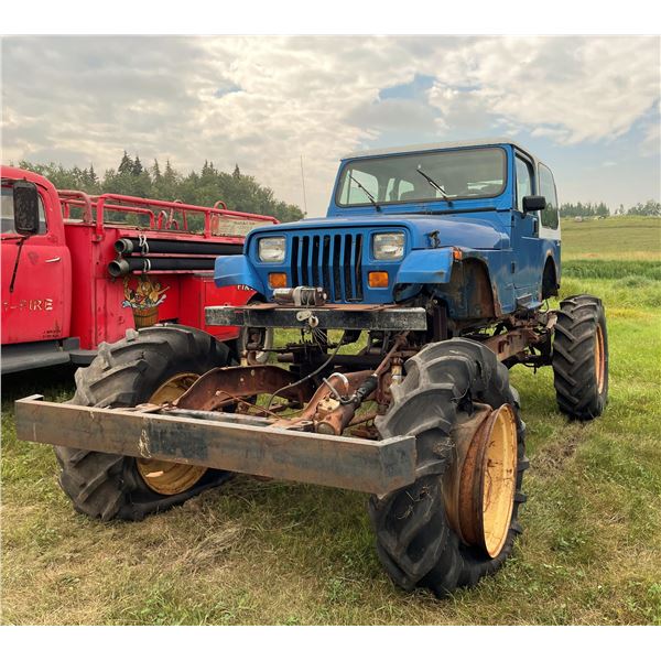 1993 Jeep , 4 cylinder standard on Dodge 1 ton frame , Has a reserve.