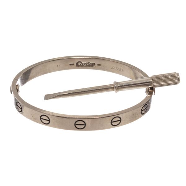 Cartier White Gold Love Bracelet Size 16