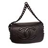 Image 1 : Chanel Black Lambskin Leather Resin Modern Chain Medium Flap Bag