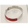Image 4 : Hermes Red Metal Clic Clac Bangle Bracelet PHW