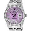 Image 2 : Rolex Mens Stainless Steel Pink MOP Baguette Diamond 36MM Datejust Wristwatch