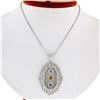 Image 1 : 18k White Gold 2.15 ctw Aquamarine, Citrine, & Diamond Open Milgrain Pendant Nec