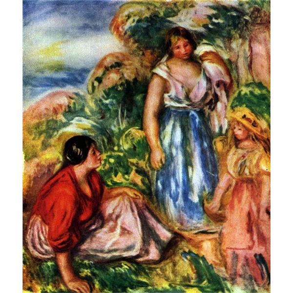 Renoir - Two Women With Young Girls In A Landscape