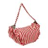 Image 2 : Chanel Red White Stripe Canvas Half Moon Shoulder Bag