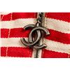 Image 5 : Chanel Red White Stripe Canvas Half Moon Shoulder Bag