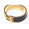 Image 2 : Hermes Black Metal Clic Clac Wide Bangle Bracelet GHW