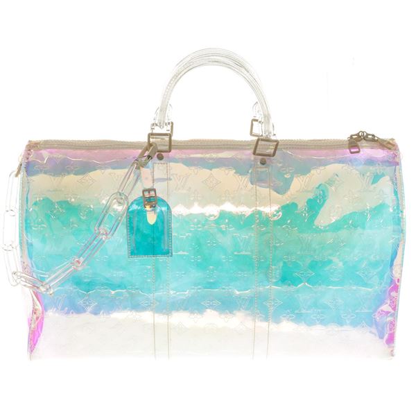 Louis Vuitton Clear Monogram PVC Prism Keepall Bandouliere 50 cm Duffel Bag